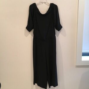 Theory Black Silk Off the Shoulder Jumpsuit